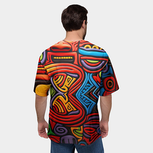 Мужская футболка оверсайз Разноцветный узор в стиле абстракционизм / 3D-принт – фото 4