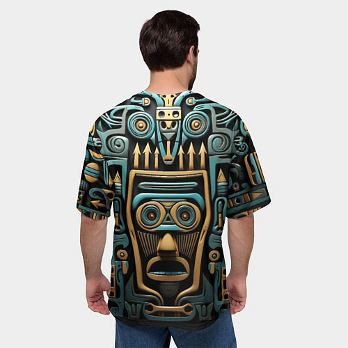Мужская футболка оверсайз Орнамент с маской в египетском стиле / 3D-принт – фото 4