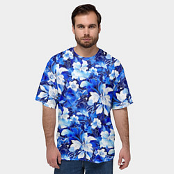 Футболка оверсайз мужская Голубой цветник, цвет: 3D-принт — фото 2