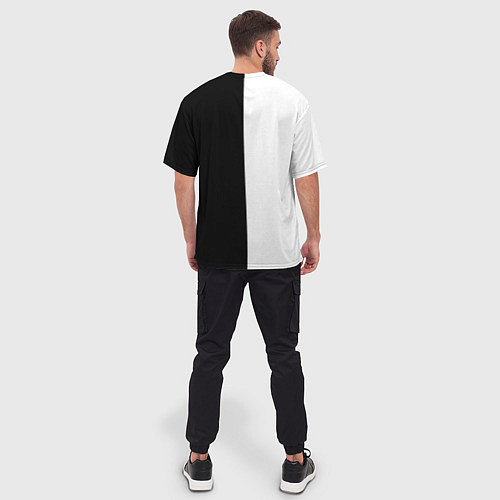 Мужская футболка оверсайз Kudo черно-белое / 3D-принт – фото 4