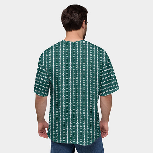 Мужская футболка оверсайз Зелёно-морской в полоску / 3D-принт – фото 4