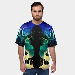 Футболка оверсайз мужская Звёздная ночь в сказочном лесу, цвет: 3D-принт — фото 2