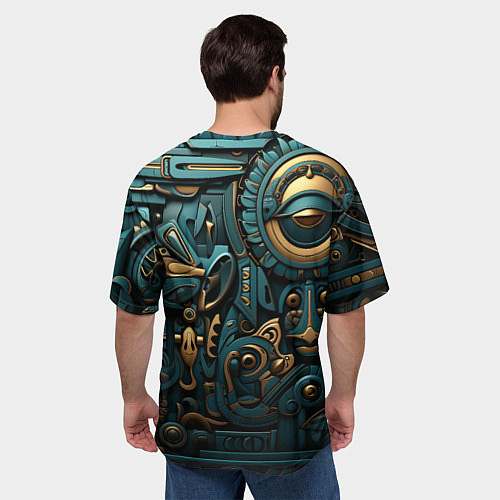 Мужская футболка оверсайз Асимметричный узор в египетском стиле / 3D-принт – фото 4