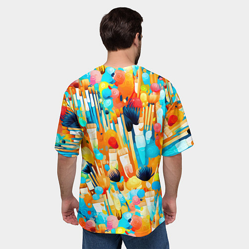 Мужская футболка оверсайз Кисти художника / 3D-принт – фото 4