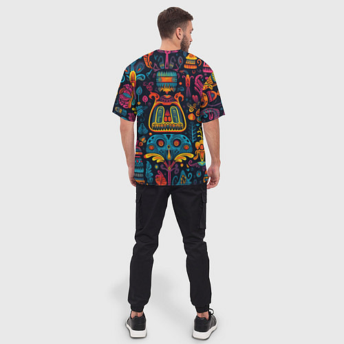Мужская футболка оверсайз Узор в мексиканском стиле / 3D-принт – фото 4