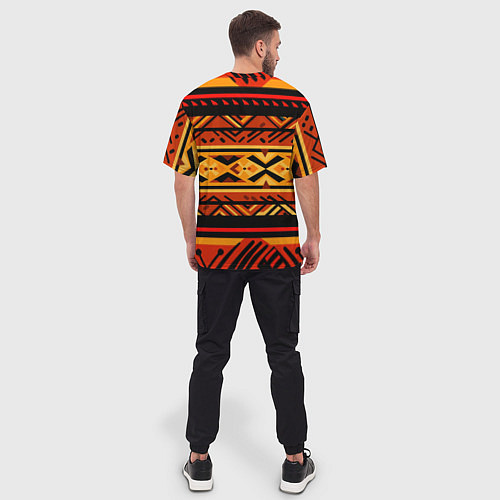 Мужская футболка оверсайз Узор в этническом стиле масаев / 3D-принт – фото 4