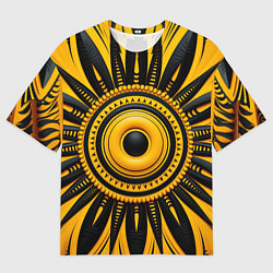 Футболка оверсайз мужская Желто-черный узор в африканском стиле, цвет: 3D-принт