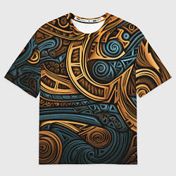 Футболка оверсайз мужская Паттерн в викингском стиле, цвет: 3D-принт