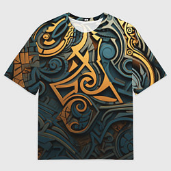 Футболка оверсайз мужская Абстрактный узор в викингском стиле, цвет: 3D-принт