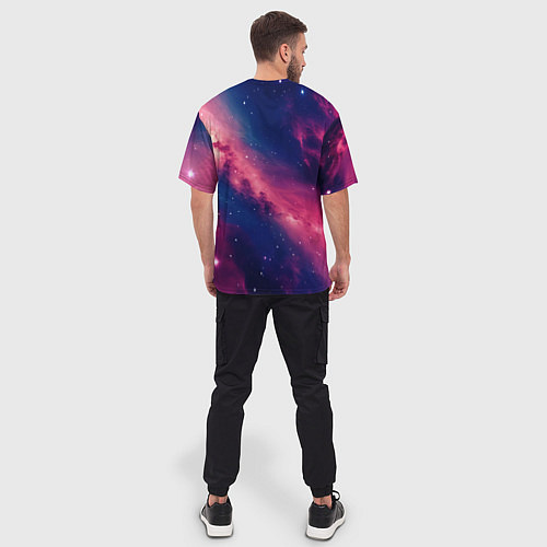 Мужская футболка оверсайз Галактика в розовом цвете / 3D-принт – фото 4