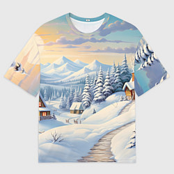 Мужская футболка оверсайз Новогодний светлый день