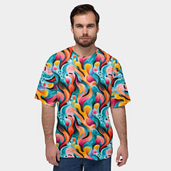 Футболка оверсайз мужская Разноцветные кляксы паттерн, цвет: 3D-принт — фото 2