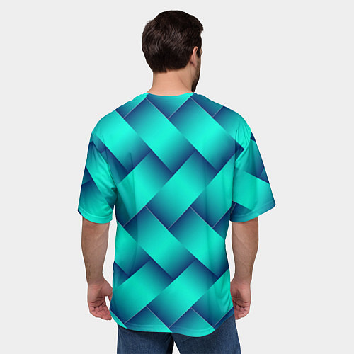 Мужская футболка оверсайз Бирюзовое переплетение / 3D-принт – фото 4