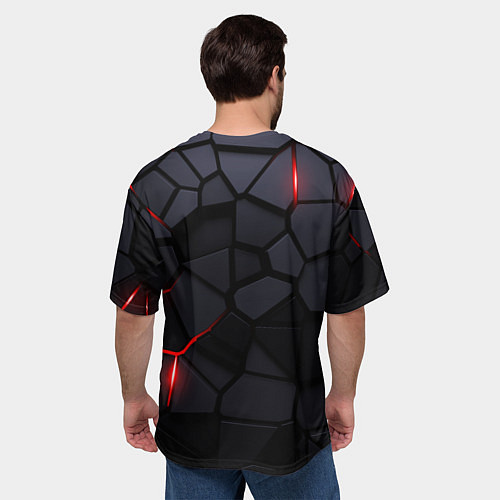 Мужская футболка оверсайз Nissan - плиты с эффектом свечения / 3D-принт – фото 4