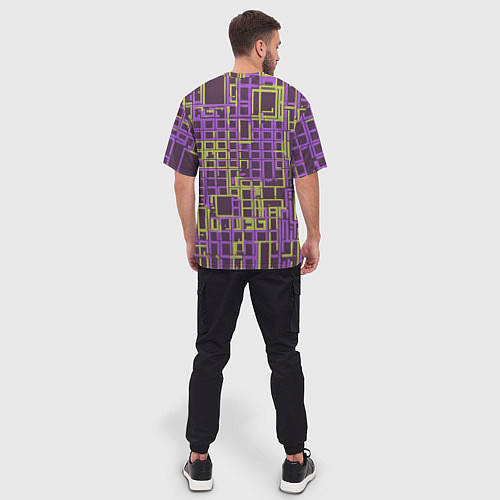 Мужская футболка оверсайз Разноцветные толстые линии / 3D-принт – фото 4