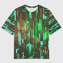 Мужская футболка оверсайз Неоновые полосы зелёные
