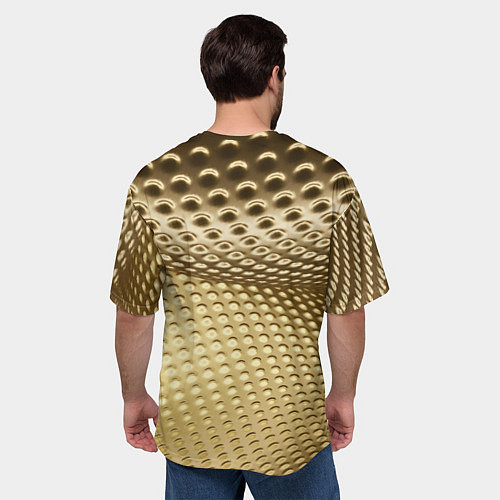 Мужская футболка оверсайз Золотая сетка абстракция / 3D-принт – фото 4