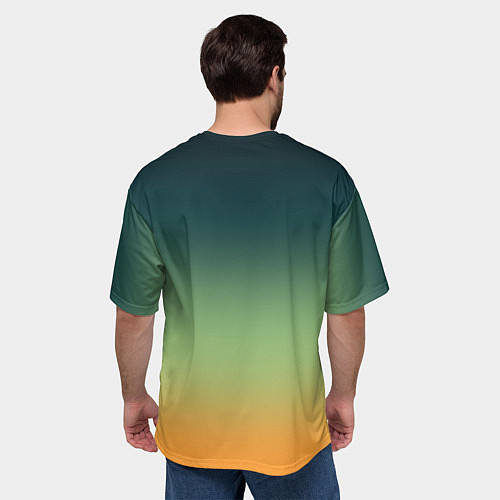 Мужская футболка оверсайз Темно-зеленый и желтый градиент / 3D-принт – фото 4