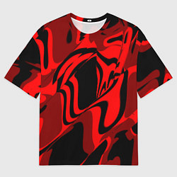 Футболка оверсайз мужская Черно-красное предупреждение, цвет: 3D-принт