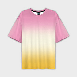 Мужская футболка оверсайз Розовый бежевый желтый градиент