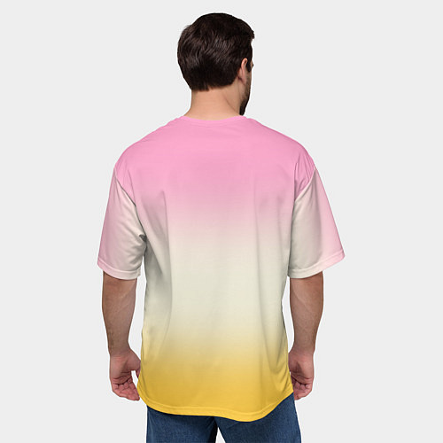 Мужская футболка оверсайз Розовый бежевый желтый градиент / 3D-принт – фото 4