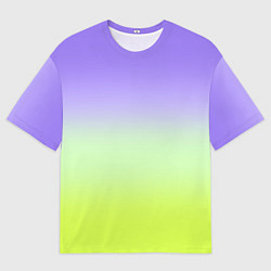 Футболка оверсайз мужская Фиолетовый мятный и желто-зеленый градиент, цвет: 3D-принт