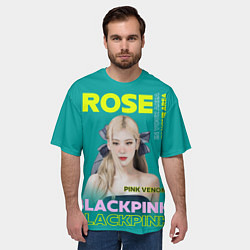 Футболка оверсайз мужская Rose - девушка певица из группы Blackpink, цвет: 3D-принт — фото 2