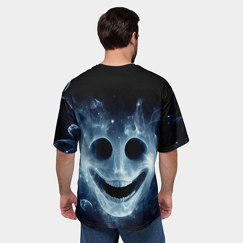 Мужская футболка оверсайз Хэллоуин - улыбка привидения / 3D-принт – фото 4
