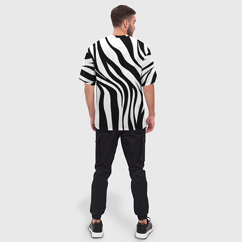 Мужская футболка оверсайз Ретро Барби - паттерн полосок зебры / 3D-принт – фото 4