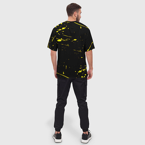 Мужская футболка оверсайз Borussia yellow splash / 3D-принт – фото 4