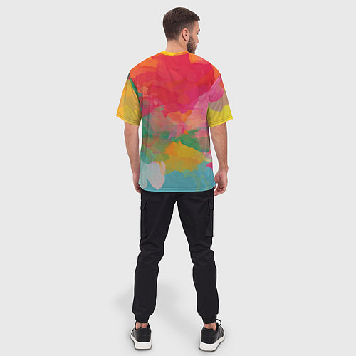 Мужская футболка оверсайз Спектр акварели / 3D-принт – фото 4