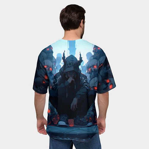 Мужская футболка оверсайз Демон и черепа / 3D-принт – фото 4