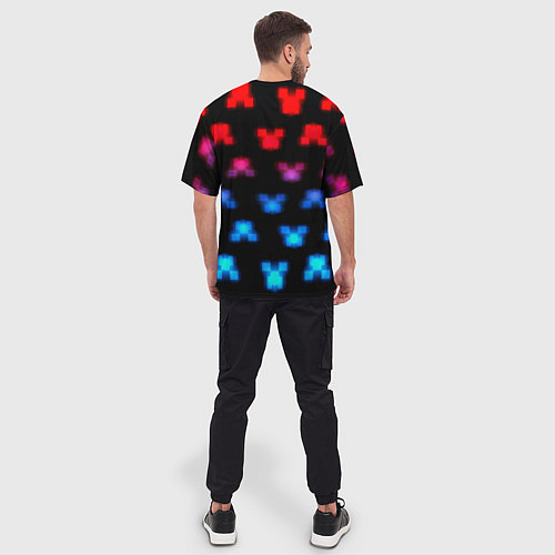 Мужская футболка оверсайз Minecraft neon dungeons 2023 / 3D-принт – фото 4