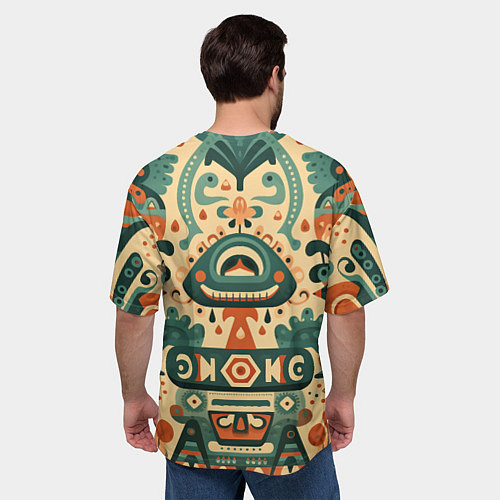 Мужская футболка оверсайз Абстрактный узор в мексиканском фолк-арт стиле / 3D-принт – фото 4