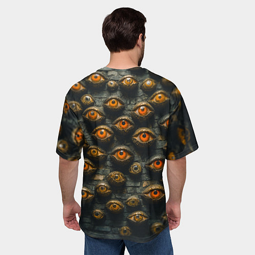 Мужская футболка оверсайз Глаза на стене / 3D-принт – фото 4