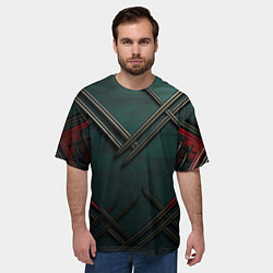 Футболка оверсайз мужская Диагональный узор в шотландском стиле, цвет: 3D-принт — фото 2
