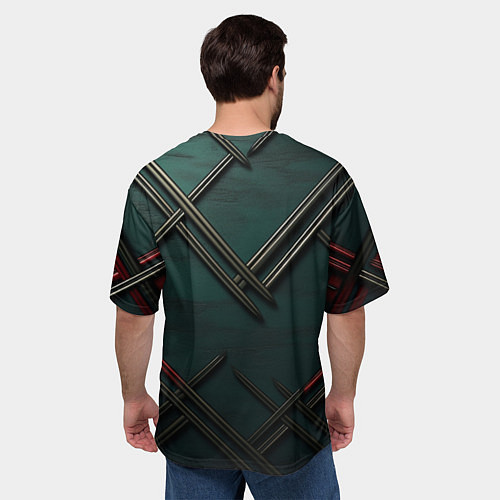 Мужская футболка оверсайз Диагональный узор в шотландском стиле / 3D-принт – фото 4
