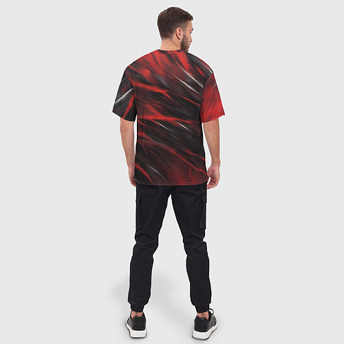 Мужская футболка оверсайз Красный шторм / 3D-принт – фото 4
