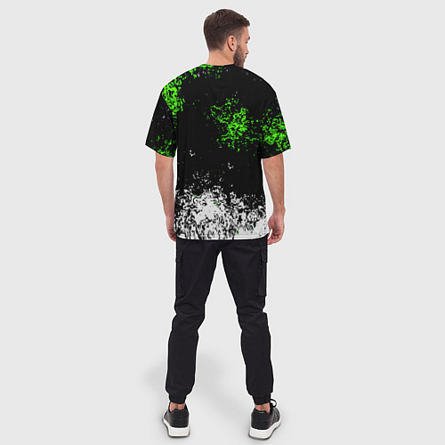 Мужская футболка оверсайз Крипер зелёная кровь / 3D-принт – фото 4