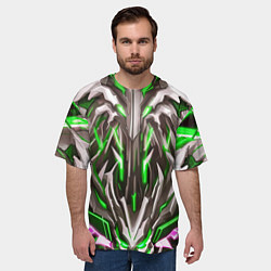 Футболка оверсайз мужская Зелёная киберпанк броня, цвет: 3D-принт — фото 2