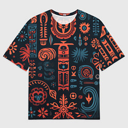 Мужская футболка оверсайз Абстрактный паттерн в славянской стилистике