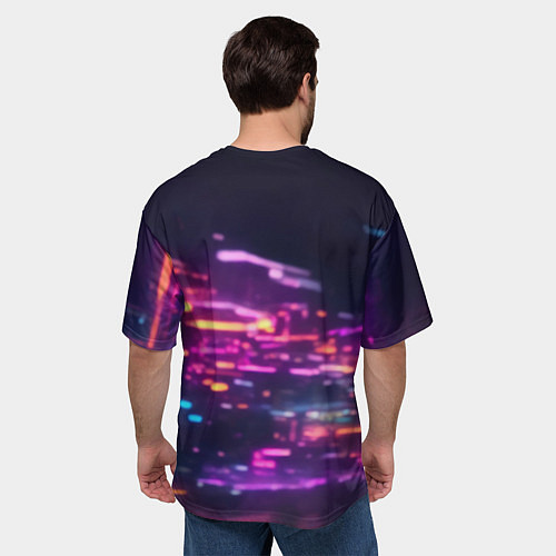 Мужская футболка оверсайз Девушка в пурпурных тенях / 3D-принт – фото 4