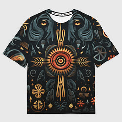 Футболка оверсайз мужская Паттерн в славянской стилистике, цвет: 3D-принт