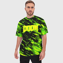 Футболка оверсайз мужская Doom огенное лого кислотное, цвет: 3D-принт — фото 2