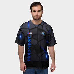 Футболка оверсайз мужская BMW - плиты с эффектом свечения, цвет: 3D-принт — фото 2