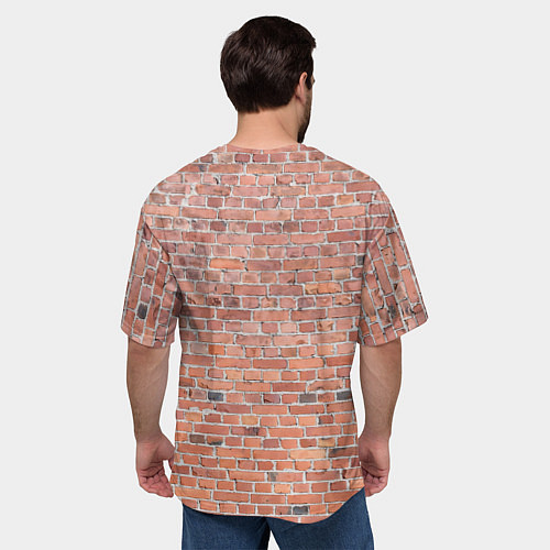 Мужская футболка оверсайз Кирпичная стена узор / 3D-принт – фото 4
