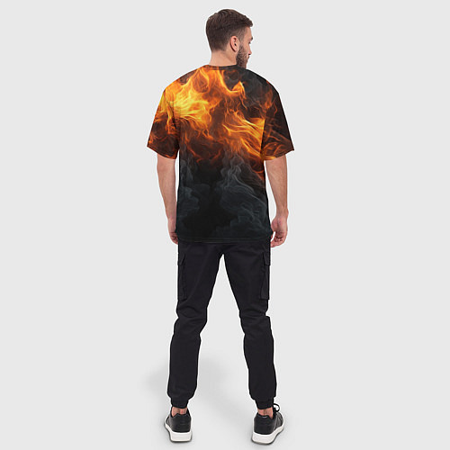 Мужская футболка оверсайз Огонь и дым / 3D-принт – фото 4