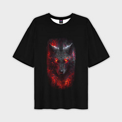 Мужская футболка оверсайз Огненный волк