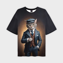 Мужская футболка оверсайз Кот в стиле Томаса Шелби - Острые козырьки