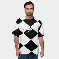 Футболка оверсайз мужская Алиса шахматная клетка, цвет: 3D-принт — фото 2